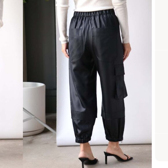 Tibi Celia Drape Wilt Joggers in Navy, size M (Long) - Picture 2 of 5